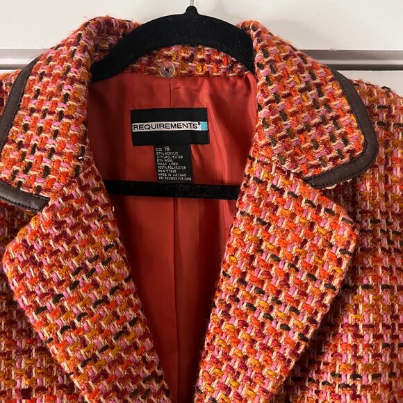 Women’s Requirements orange tweed blazer Size 16 - Picture 5 of 8